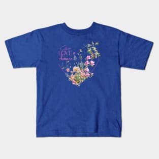 Floral Heart with Text: Give Love a Chance Kids T-Shirt